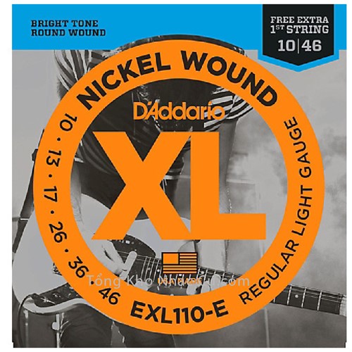 Dây Đàn Electric Guitar D'Addario EXL110 - Nickel Wound - Regular Light Gauge