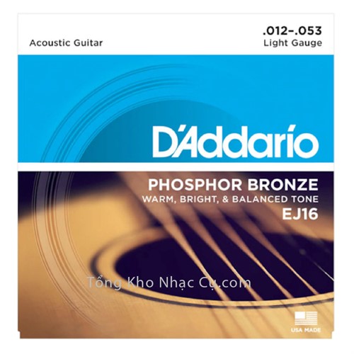 Dây Đàn Guitar Acoustic D'Addario EJ16 Size 12
