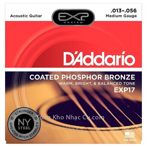 Dây Đàn Acoustic Guitar Coated Phosphor Bronze D'Addario EXP17 (Có lớp phủ)