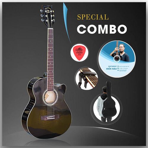 Combo Đàn Guitar Acoustic Morrison MGW10CBK và Khóa Học Guitar Hiển Râu 