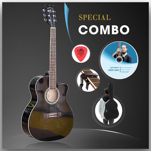 Combo Đàn Guitar Acoustic Morrison G10CBK và Khóa Học Guitar Hiển Râu 