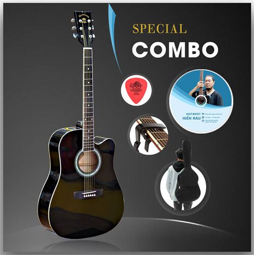 Combo Đàn Guitar Acoustic Morrison MGW405CBK và Khóa Học Guitar Hiển Râu 