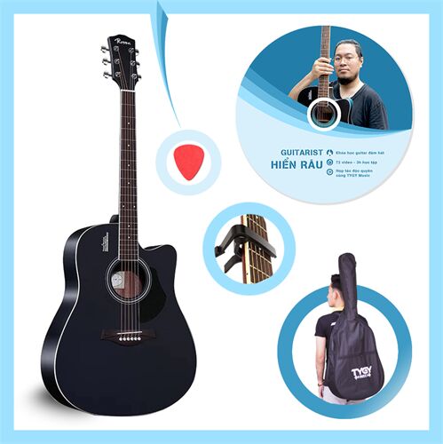 Combo đàn guitar Acoustic Rosen G11BK Tích Hợp Pickup Rosen Chính Hãng (tặng kèm khóa học guitar Hiển Râu trị giá 699k)
