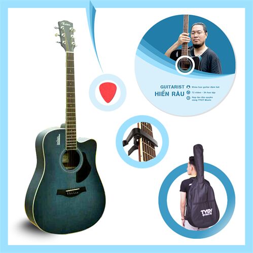 Combo đàn guitar acoustic Rosen G13 Xanh (tặng kèm khóa học guitar Hiển Râu trị giá 699k)