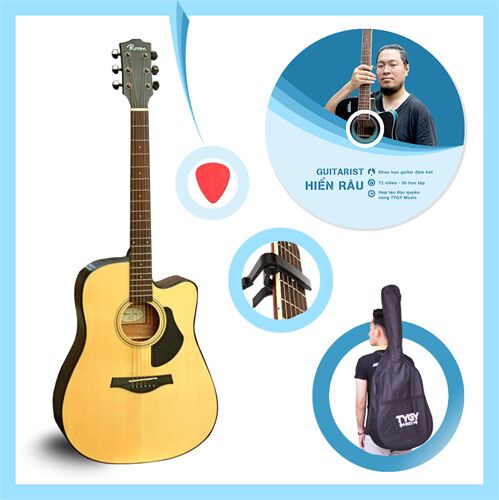 Combo đàn guitar Acoustic Rosen G15NA  Tích Hợp Sẵn Pickup Rosen Chính Hãng
