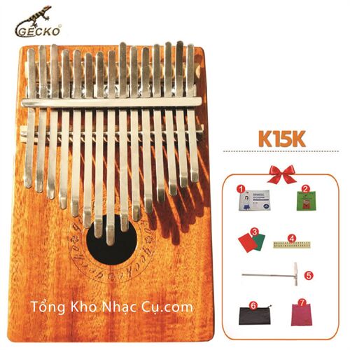 Đàn Kalimba Gecko 15 Phím K15K (Gỗ Koa - Mbira Thumb Finger Piano 15 Keys)