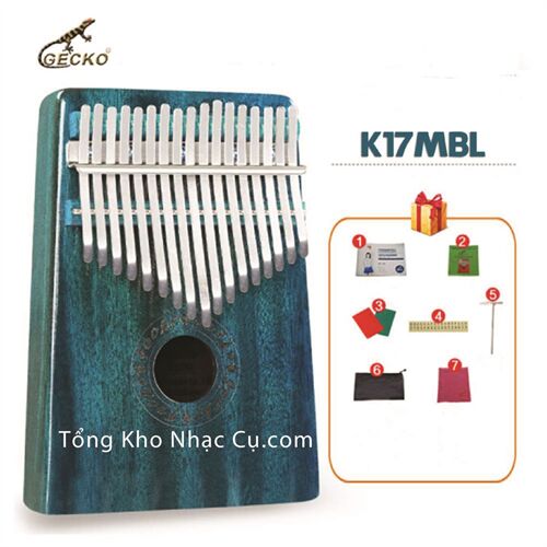Đàn Kalimba Gecko 17 Phím K17MBL (Xanh lục - Gỗ Mahogany - Mbira Thumb Finger Piano 17 Keys)
