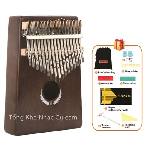 Đàn Kalimba Yael 17 Phím Gỗ Mahogany Y17M-W (Khảm bào ngư Cánh - Mbira Thumb Finger Piano 17 Keys)