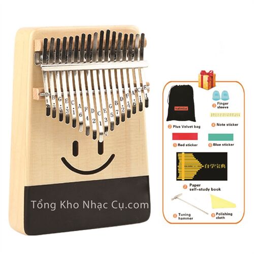 Đàn Kalimba Yael 17 Phím Gỗ Vân Sam Y17S-S (Mặt cười - Mbira Thumb Finger Piano 17 Keys)