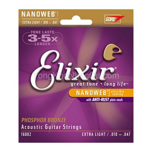 Dây Đàn Guitar Acoustic Elixir Size 10 Nanoweb chống han gỉ