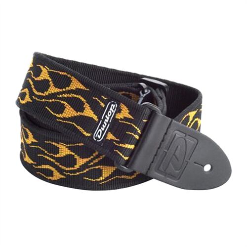 Dây đeo guitar Dunlop D38-11OY (Họa tiết lửa vàng hổ phách đen)