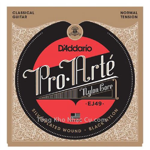 Dây Đàn Classic Guitar D'Addario EJ49 - Nylon Core - Silverplated Wound - Black
