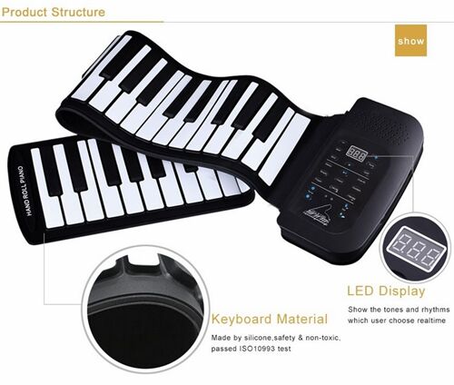 Đàn Piano Cuộn Konix Flexible PA61 (61 Phím - Pin Sạc 1000mah)