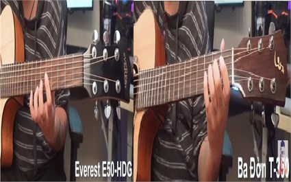 Review Guitar Acoustic Everest E50-HDG (4tr) vs Ba Đờn T350 (3tr500k)