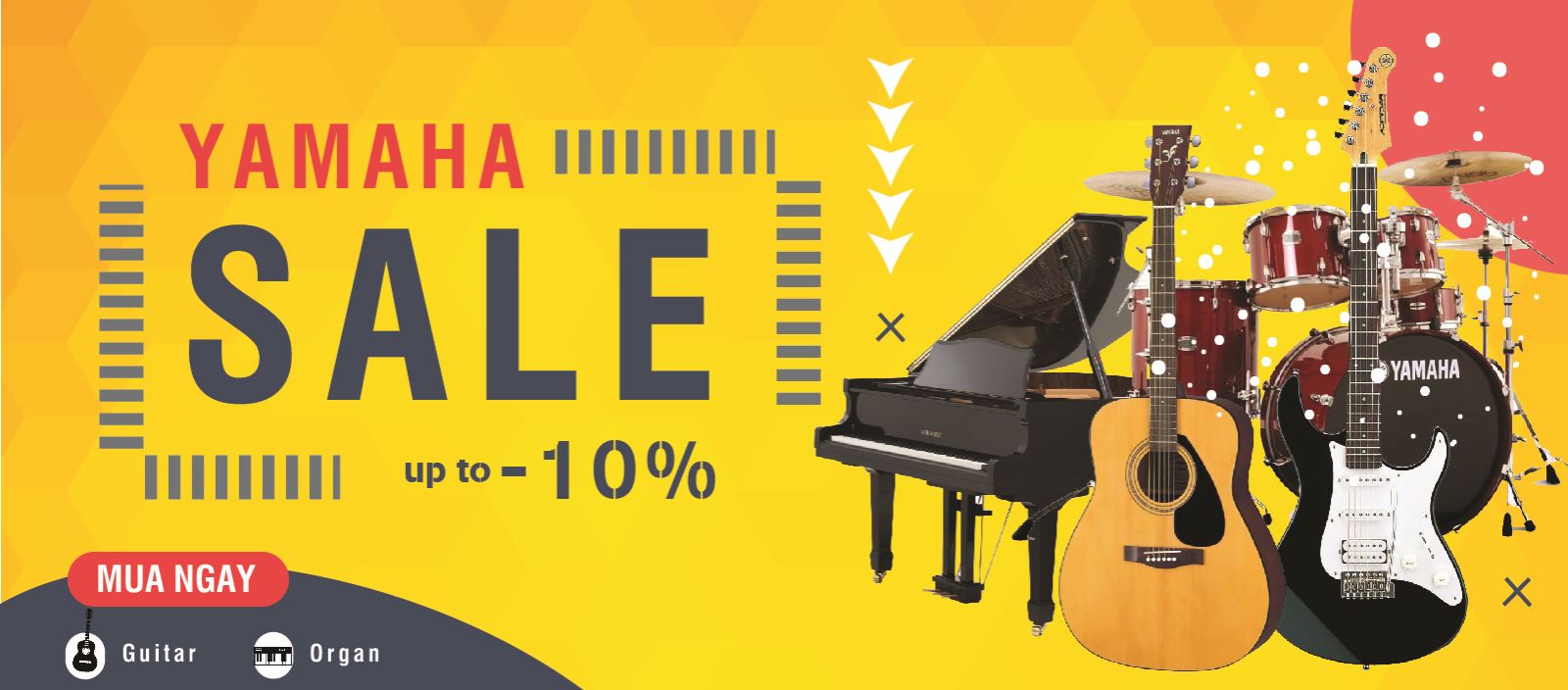 khuyến mại giảm giá đàn guitar, organ Yamaha tại TYGY Music