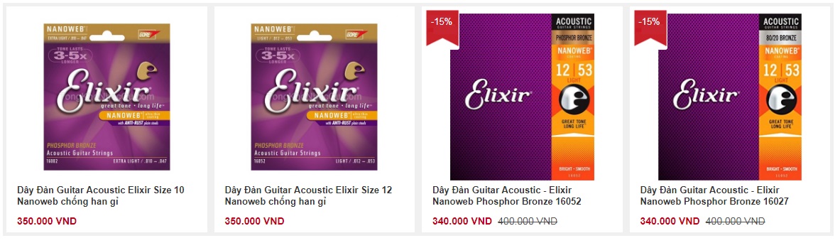 Dây đàn guitar acoustic Elixir giá rẻ