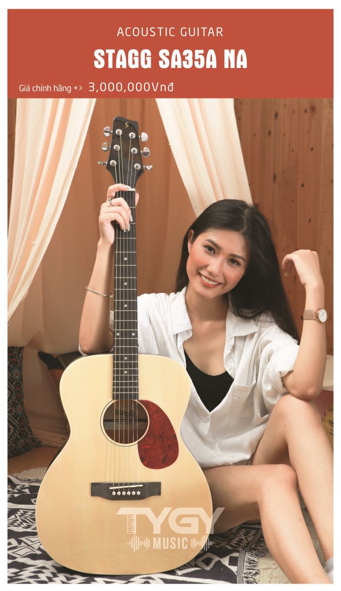 Đàn Guitar Acoustic Stagg SA35ANA Chính Hãng