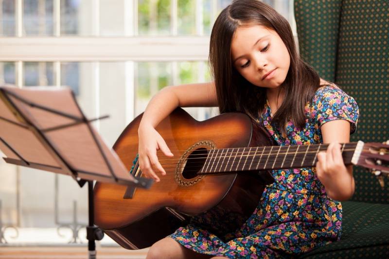 Trẻ chơi đàn Guitar 